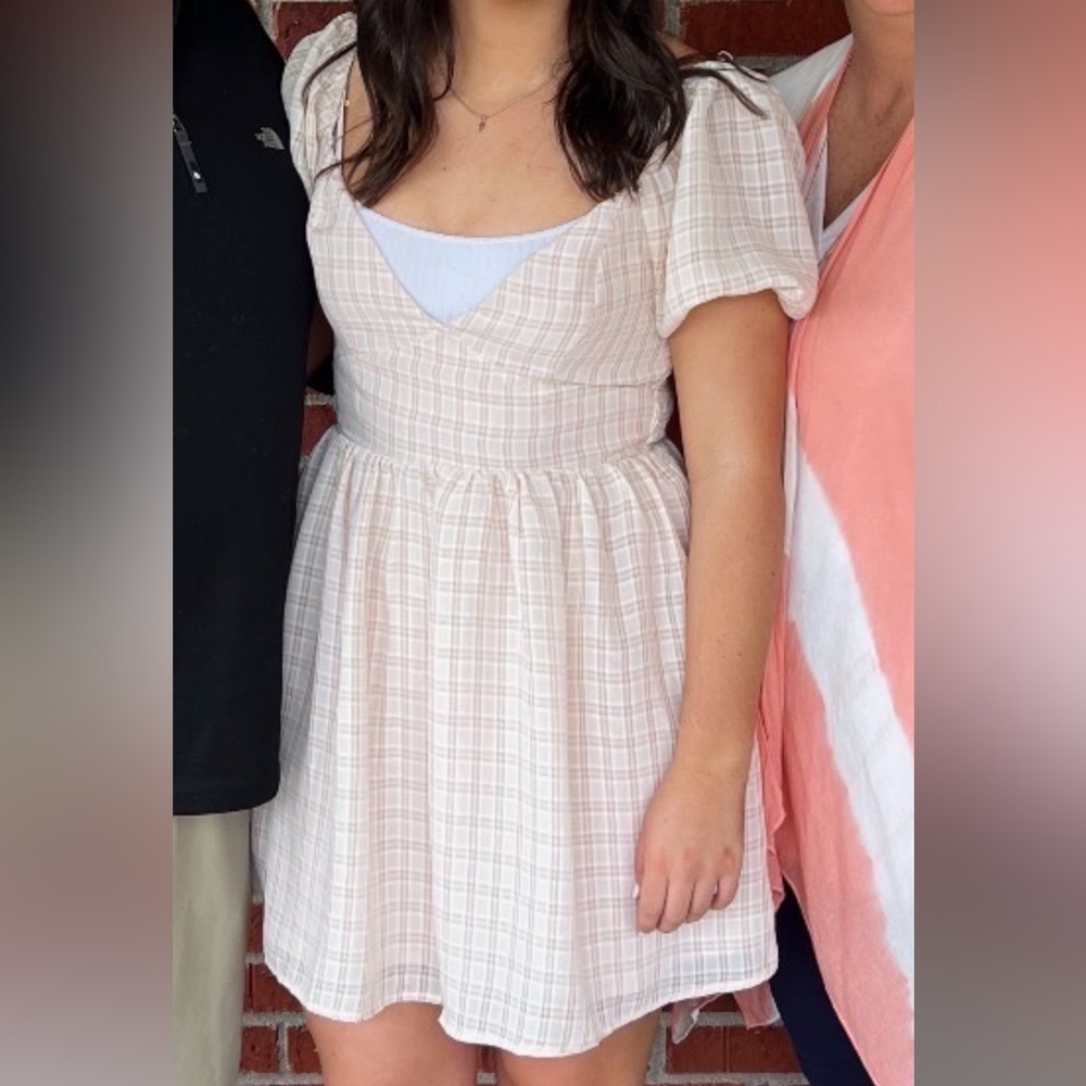 Plaid Puff Sleeve Dress